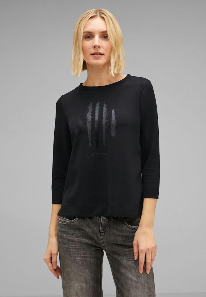 StreetOne Damen Shirt 3/4 Arm • • | w.partprint silk • look T-Shirt Arm Damen Online-Shop Shirts INDIGO shirt 3/4 × Rühle