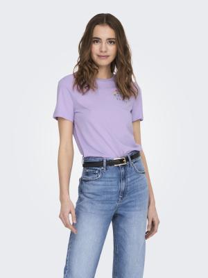T- Shirt mit kleinem Print | ONLEMMA REG S/S FLOWER TOP BOX JRS