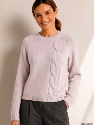 Feinstrick-Pullover mit Zopfmuster von S. Marlon in Zartrosé