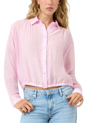 Leicht transparente Bluse mit Gummizug am vorderen Saum