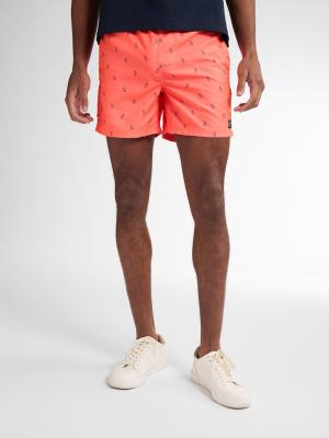 Badeshorts in Koralle mit Mini-Flamingo-Print – von Petrol Industries