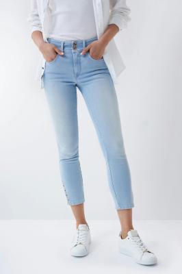 Cropped Push In Secret-Jeans, Skinny, mit Detail am Saum