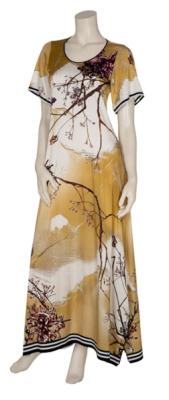 Beate Heymann Maxi-Kleid – Sommerliche Opulenz in Gold und Floral-Print