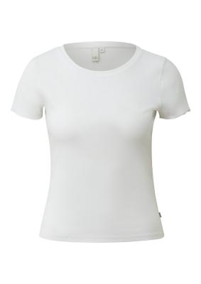 verkürztes Rippshirt mit Rundhalsausschnitt