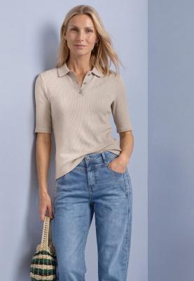 knit look rib polo w.deco butt