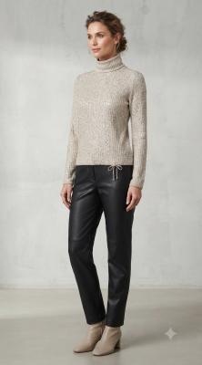 Damen-Shirt "Shiny" von Beate Heymann in Sand / Beige