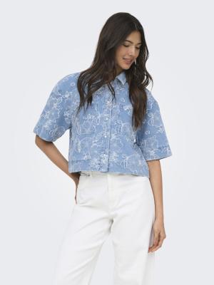 ONLCLEO-AUDE SS JAQUARD DNM SHIRT Q