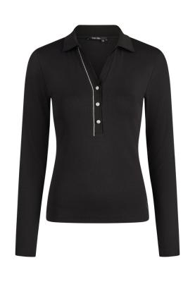 Polo Shirt mit Schmuckband und Schmuckknöpfen