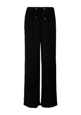 Leinenmixhose mit Gummizug und weitem Bein