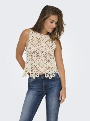 ONLLEILANI S/L EMB TOP WVN