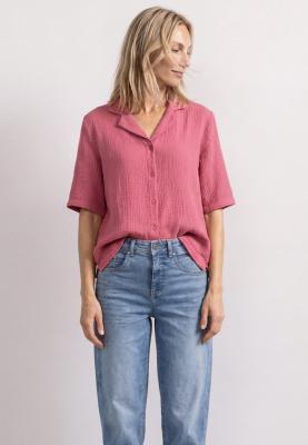 Muslin blouse w bowling collar