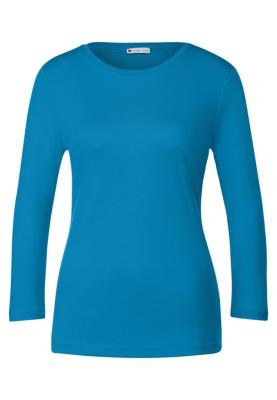 T-Shirt Online-Shop StreetOne interlock mit Rühle Shirts Arm • basic INDIGO | 3/4 3/4 3/4 Shirt • × shirt Arm slee Basic • Damen