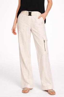 LUXURIÖSER CARGO-STYLE: Beate Heymann Hose mit feiner Streifenstruktur