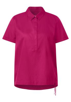 Lässige Damenbluse in Unifarbe | Shirtcollar blouse w strap det