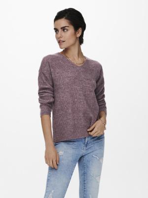 Langer, einfarbiger Strickpullover | ONLCAMILLA V-NECK L/S PULLOVER KNT