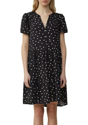 Kurzes Viskosekleid mit All-over-Print